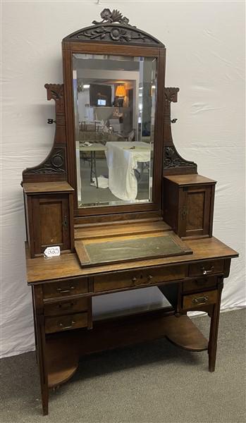 English Burled Mirror Back 19th Cent. Vanity (1 of 10)