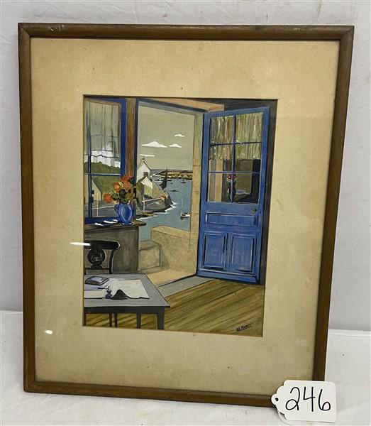Framed Watercolor Signed A.E. Kraft 14" x 17" (1 of 6)