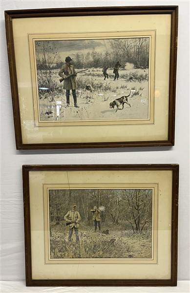 2 Vintage Hunting Prints by A.B. Frost 23" x 27" (1 of 4)