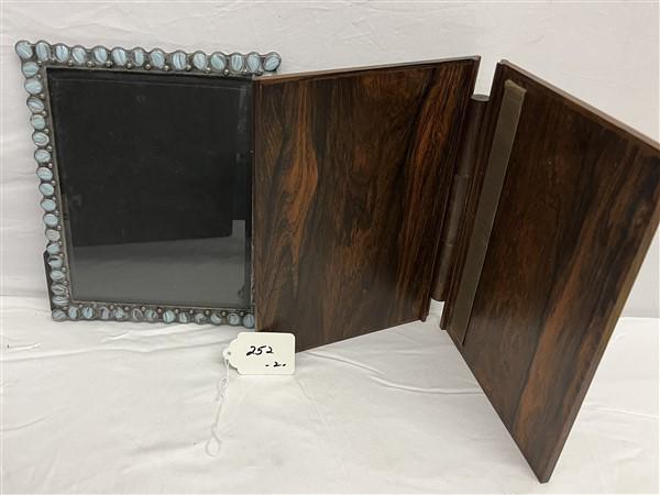 Rosewood Desk Accessory and Mirror: Rosewood Desk Accessory and Mirror