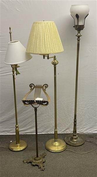 3 Nice Brass Floor Lamps, Brass Music Stand (1 of 9)