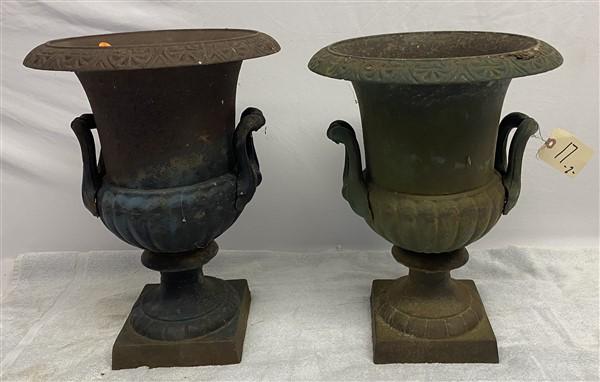 2 Cast Iron Urns 16" and 17"h (1 of 5)