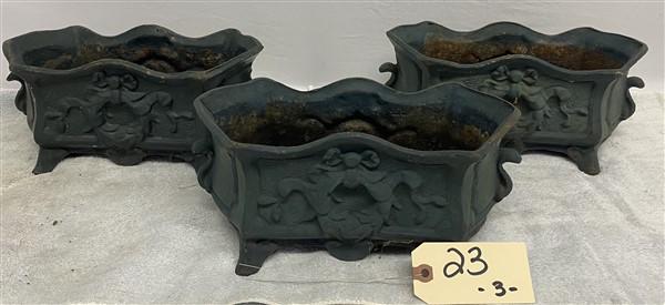 3 Cast Iron Planters 12" x 5" x 5"h (1 of 5)