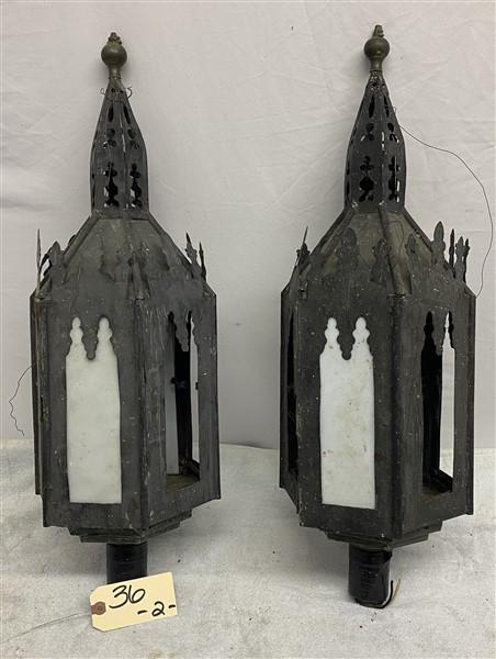 2 Tin and Slag Panel Lanterns: 2 Tin and Slag Panel Lanterns