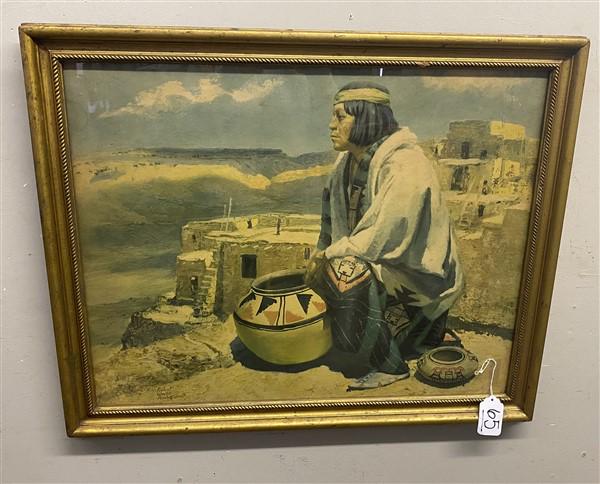 Vintage Frame South West Indian Print 21" x 31.5" (1 of 5)