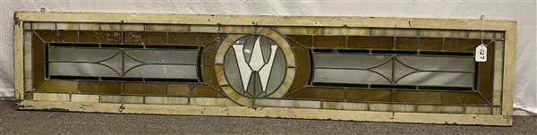 Leaded Glass Transom Window 17" x 82"    Cracked Panel (1 of 8)