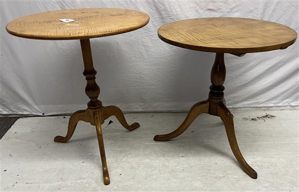 2 Tiger Maple Tables 1 Old and 1 New- 22" diameter (1 of 5)
