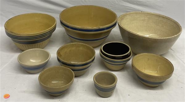 10 Pc. Decorative Yellowware Lot- AS FOUND! Chips and Lines (1 of 16)