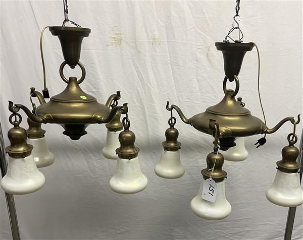 Pr. of Bradley & Hubbard Vintage 4 Light Fixtures 18" diameter (1 of 3)