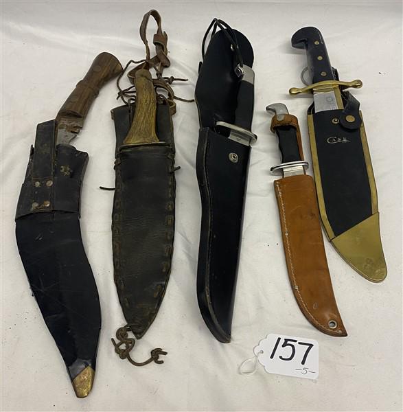 5 Hunting Knives in Sheaths Case- buck (1 of 12)