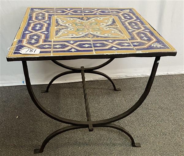 Italian 1930's Tile Top Table 23" squared x 22"h (1 of 4)