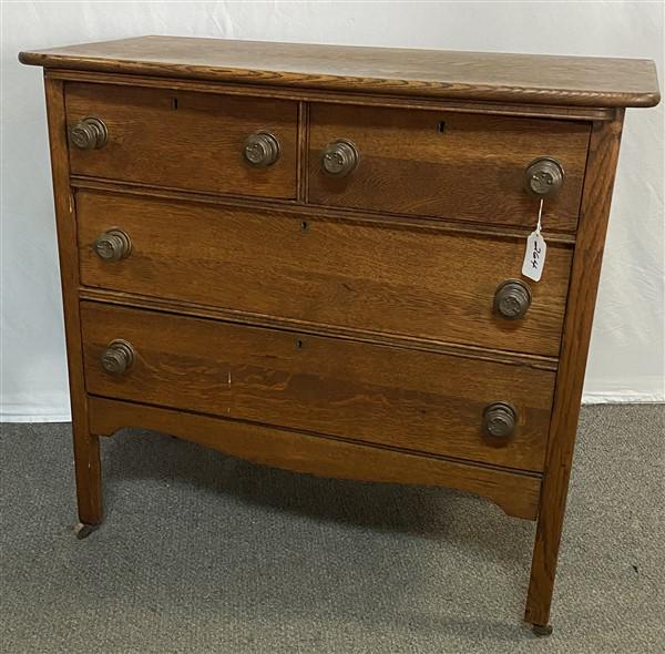 Utilitarian ca. 1920 Oak 2 Over 2 Dresser 38"w x 19"d x 36"h: Utilitarian ca. 1920 Oak 2 Over 2 Dresser 38"w x 19"d x 36"h