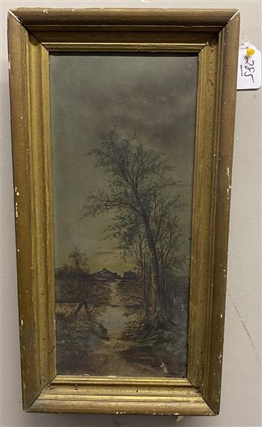 Oil on Canvas Framed Country Scene Signed L.R. 12" x 24"h (1 of 4)