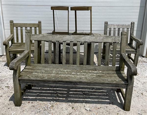 6 Pc. Lot of Weathered Teak Furniture: 6 Pc. Lot of Weathered Teak Furniture