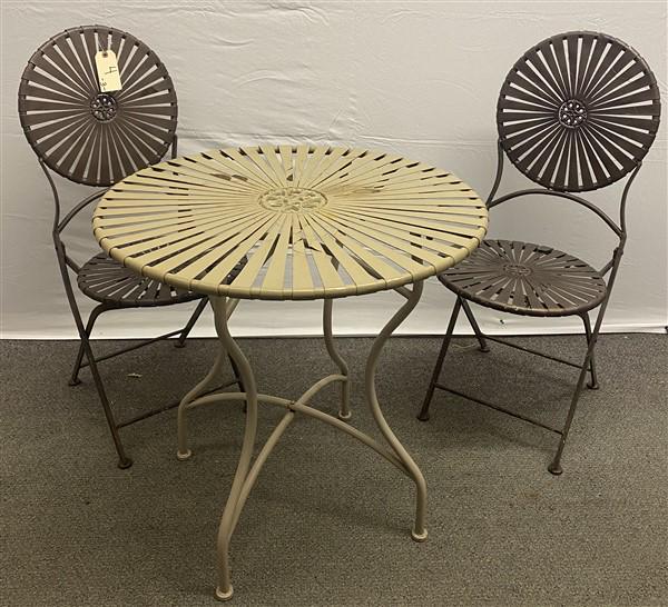 3 pc ribbon seat patio set 28"diameter 28"h (1 of 5)