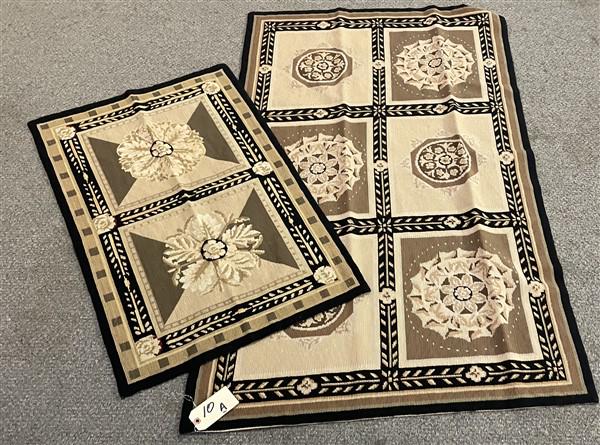 2 Small Needlepoint Rugs 2' x 3' and 3' x 5' (1 of 5)
