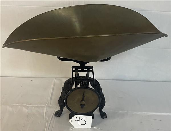 Unique antique brass & iron scale Turnbull family scales- tray 18"w (1 of 6)