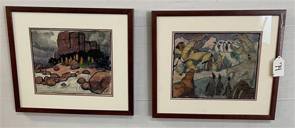 Two framed Russian watercolors Jacob Belsen 15 x 18 (1 of 6)