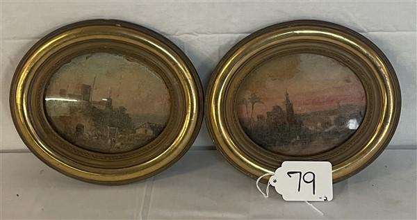 2 small antique oval paintings 8" x 9" (1 of 7)