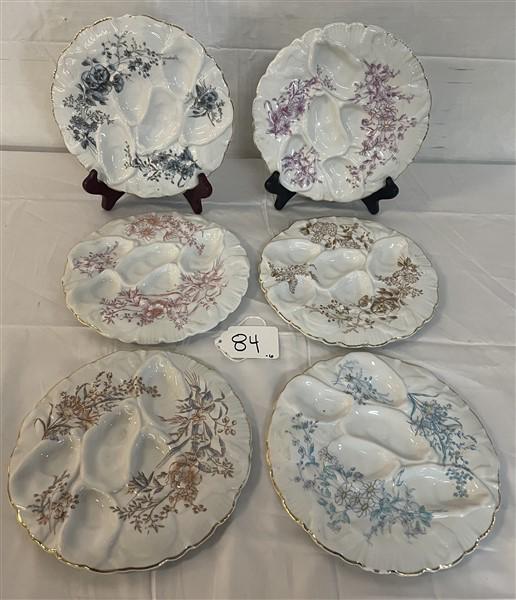 6 hand painted porcelain 9" oyster plates (1 of 16)