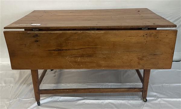Early 19th Cent. Country Maple Bakers Table 49" x 27" x 27"h- 12" leaves (1 of 6)