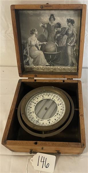 Ship's Compass in Gimbals, Boston 7" diameter (1 of 4)