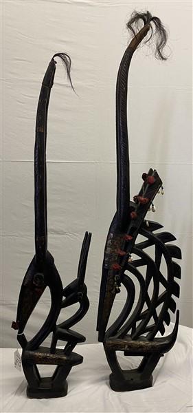 2 Carved African Sculptures 44" and 52"h (1 of 8)