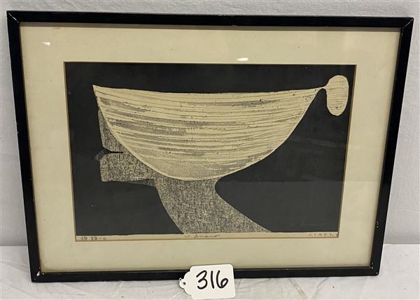 Mid Century Lithograph signed K. Amano (1 of 5)