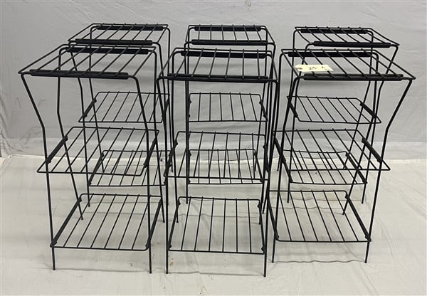 6 Metal 1950s Tables, 12" square, 26 high: 6 Metal 1950s Tables, 12" square, 26 high