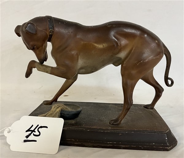 8" White Metal Statue of Wounded Dog (1 of 1)
