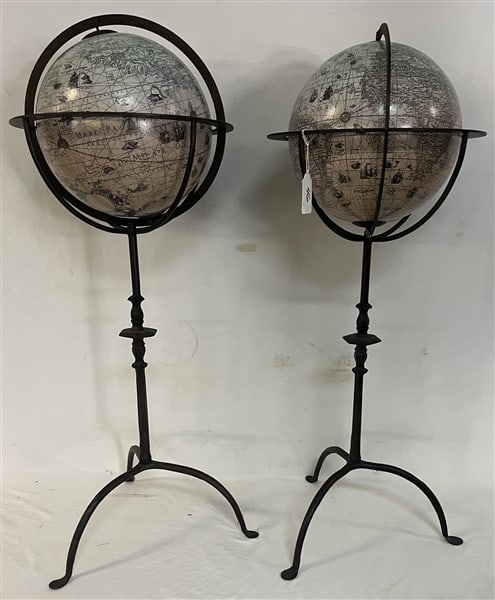 Pr of Globes in Metal Stands from Brooks Bros. 41" tall (1 of 3)