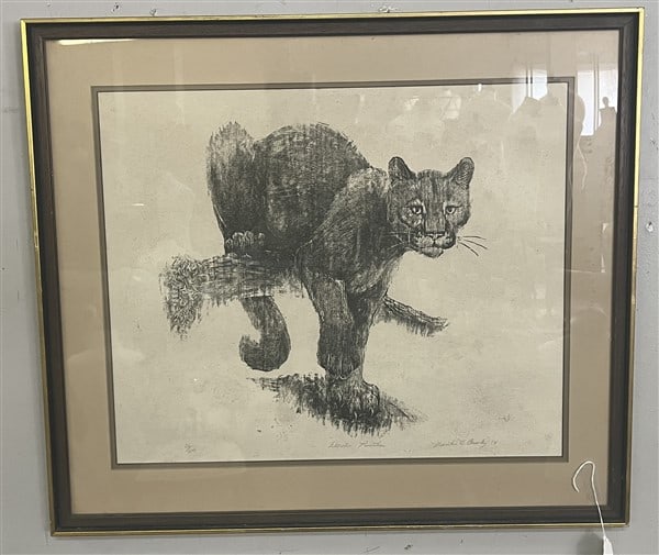 Black & White Panther Lithograph, Martha Cawley (1 of 3)