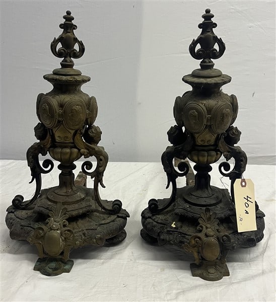 Pr. of Victorian Bronze 17.5" Andirons (1 of 3)