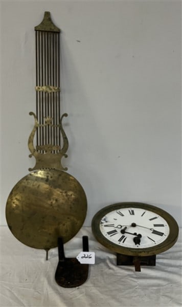 Decorative Antique Wall Clock with Porcelain Face - 14" face / 40" pendulum (1 of 4)
