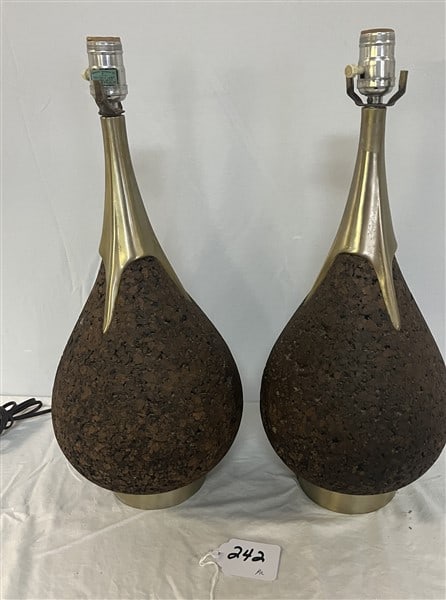 Pr. of Mid-Cent. Cork Lamps 21"h (1 of 2)