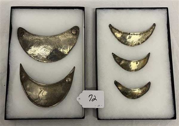 5 18th Cent Silver Gorget Crescents: 5 18th Cent Silver Gorget Crescents