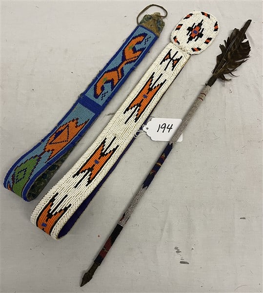 2 Beaded Belts and Beaded Arrow: 2 Beaded Belts and Beaded Arrow