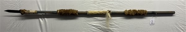 Indian Spear w Beadwork and Fur: Indian Spear w Beadwork and Fur