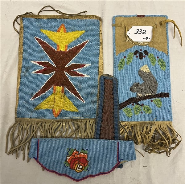 Beaded Indian Bags and Headband: Beaded Indian Bags and Headband