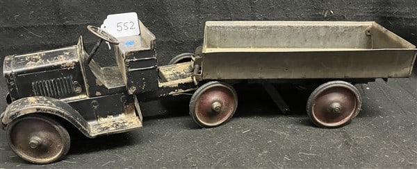 Buddy L Truck and Cart 9" x 28": Buddy L Truck and Cart 9" x 28"