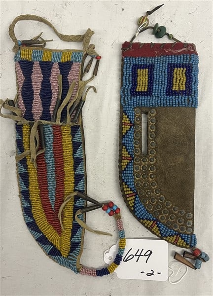 Crow and Blackfoot Beaded Knife Sheaths: Crow and Blackfoot Beaded Knife Sheaths