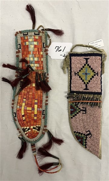 2 Quill and Beaded knife Sheaths: 2 Quill and Beaded knife Sheaths