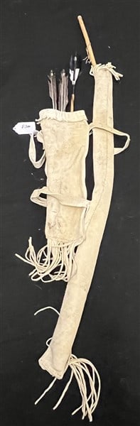 Elk Hide Quiver and Bow: Elk Hide Quiver and Bow