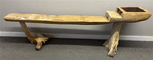Hand Carved 84" Wooden Bench: Hand Carved 84" Wooden Bench