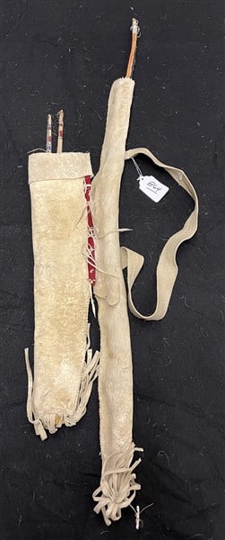 Elk Hide Quiver and Bow: Elk Hide Quiver and Bow