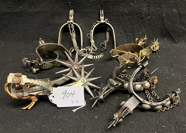 5 Pr of Decorated and Engraved Spurs: 5 Pr of Decorated and Engraved Spurs