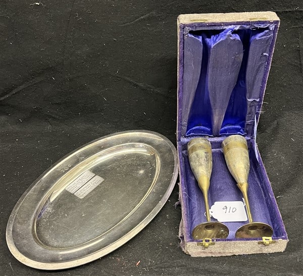 Krupp Berndorf Tray and S.P. Flutes: Krupp Berndorf Tray and S.P. Flutes