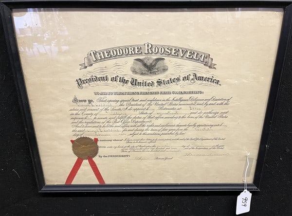 Postmasters Appointment sgnd Theodore Roosevelt: Postmasters Appointment sgnd Theodore Roosevelt