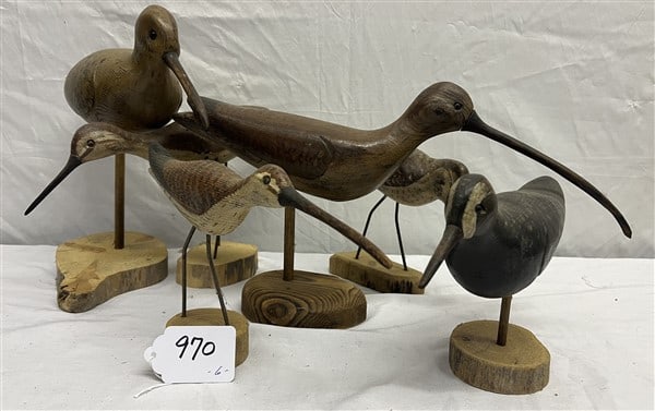 6 Delightful Hand Carved Shorebirds Carl Jensen: 6 Delightful Hand Carved Shorebirds Carl Jensen