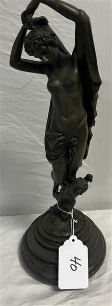 15" Nude Bronze, sgnd Moreau: 15" Nude Bronze, sgnd Moreau